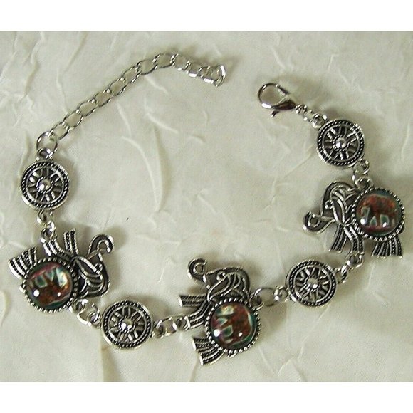 Elephant Bracelet Trunk Up Silver Tone Fashion Jewelry 7 3/4" - Picture 6 of 6